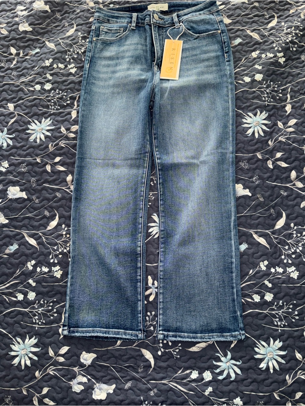 Risen Women's Cropped Straight Jeans in Medium Blue - Picture 4 of 4